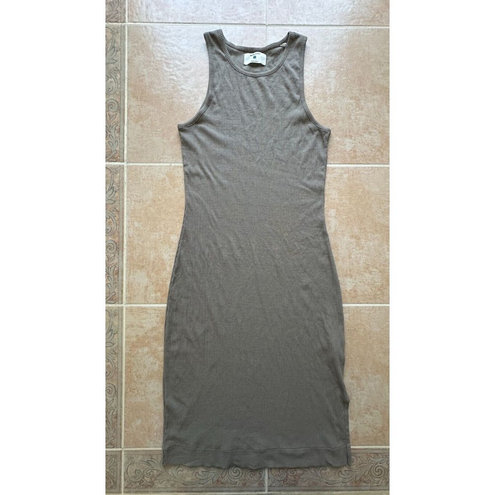 JASON‎ SCOTT Cotton spandex blend  ribbed midi Gray sun washed Dress Size S